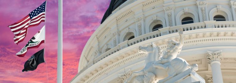 California Legislature Building and Flag