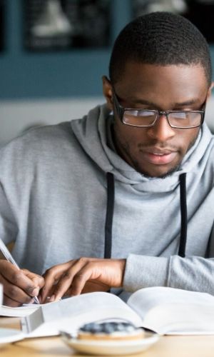 man studying