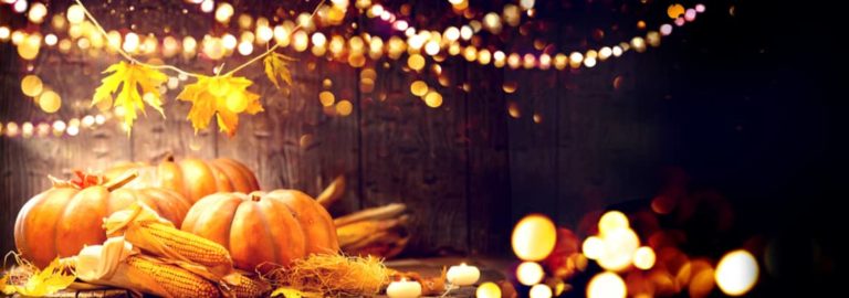 string lights and fall food
